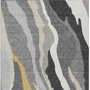 Homeroots 3' Beige Brown And Gray Abstract Washable Area Rug - Perfect For Indoor And Outdoor Spaces 3' X 5' Polyester 600972