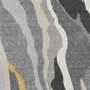Homeroots 3' Beige Brown And Gray Abstract Washable Area Rug - Perfect For Indoor And Outdoor Spaces 3' X 5' Polyester 600972