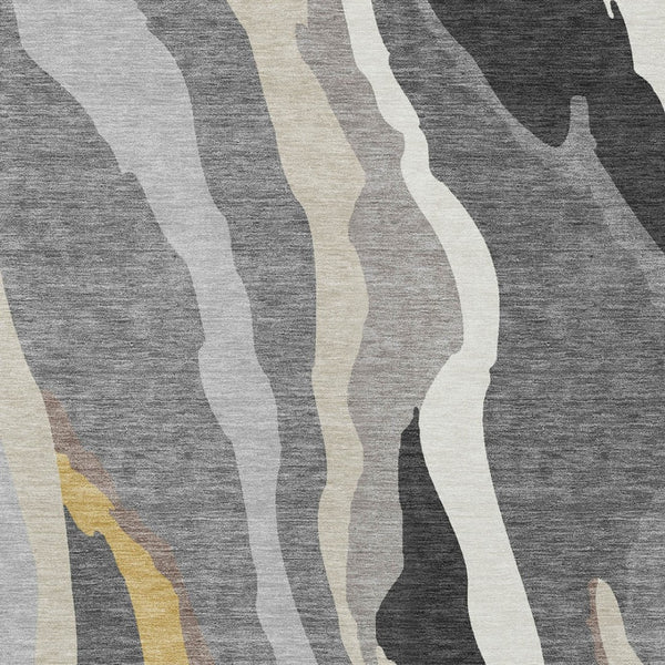 Homeroots 3' Beige Brown And Gray Abstract Washable Area Rug - Perfect For Indoor And Outdoor Spaces 3' X 5' Polyester 600972