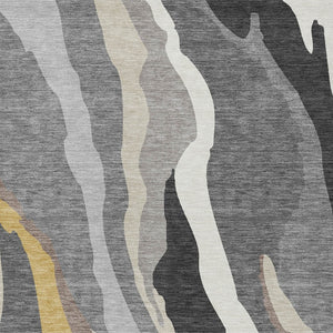 Homeroots 3' Beige Brown And Gray Abstract Washable Area Rug - Perfect For Indoor And Outdoor Spaces 5' X 8' Polyester 600973