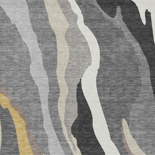 Homeroots 3' Beige Brown And Gray Abstract Washable Area Rug - Perfect For Indoor And Outdoor Spaces 5' X 8' Polyester 600973