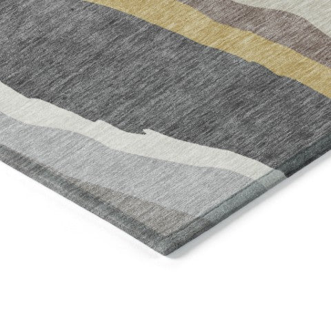 Homeroots 3' Beige Brown And Gray Abstract Washable Area Rug - Perfect For Indoor And Outdoor Spaces 8' X 10' Polyester 600975