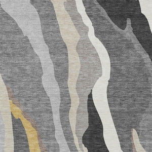 Homeroots 3' Beige Brown And Gray Abstract Washable Area Rug - Perfect For Indoor And Outdoor Spaces 8' X 10' Polyester 600975