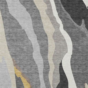 Homeroots 3' Beige Brown And Gray Abstract Washable Area Rug - Perfect For Indoor And Outdoor Spaces 9' X 12' Polyester 600976