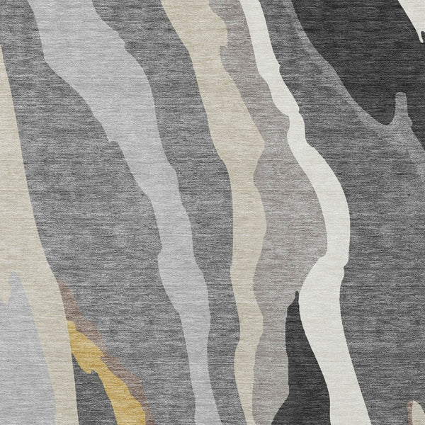 Homeroots 3' Beige Brown And Gray Abstract Washable Area Rug - Perfect For Indoor And Outdoor Spaces 9' X 12' Polyester 600976