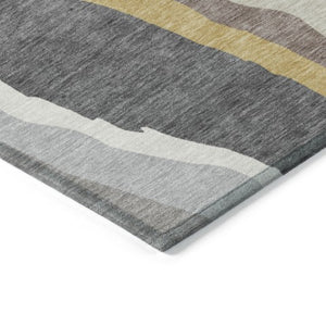 Homeroots 3' Beige Brown And Gray Abstract Washable Area Rug - Perfect For Indoor And Outdoor Spaces 10' X 14' Polyester 600977