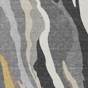 Homeroots 3' Beige Brown And Gray Abstract Washable Area Rug - Perfect For Indoor And Outdoor Spaces 10' X 14' Polyester 600977