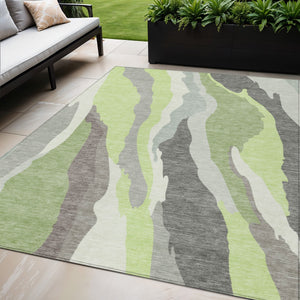 Homeroots 3' Beige Brown And Gray Abstract Washable Area Rug - Perfect For Indoor And Outdoor Spaces 5' X 8' Polyester 600979