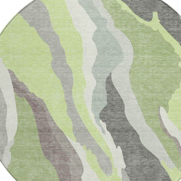 Homeroots 3' Beige Brown And Gray Abstract Washable Area Rug - Perfect For Indoor And Outdoor Spaces 8' Round Polyester 600980