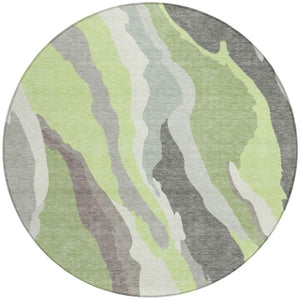 Homeroots 3' Beige Brown And Gray Abstract Washable Area Rug - Perfect For Indoor And Outdoor Spaces 8' Round Polyester 600980