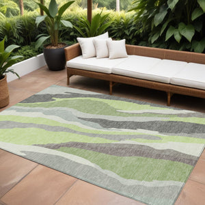 Homeroots 3' Beige Brown And Gray Abstract Washable Area Rug - Perfect For Indoor And Outdoor Spaces 8' X 10' Polyester 600981