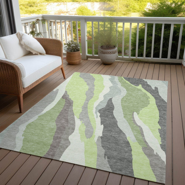 Homeroots 3' Beige Brown And Gray Abstract Washable Area Rug - Perfect For Indoor And Outdoor Spaces 10' X 14' Polyester 600983