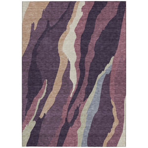 Homeroots 3' Beige Brown And Gray Abstract Washable Area Rug - Perfect For Indoor And Outdoor Spaces 5' X 8' Polyester 600985