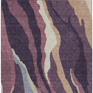 Homeroots 3' Beige Brown And Gray Abstract Washable Area Rug - Perfect For Indoor And Outdoor Spaces 8' X 10' Polyester 600987