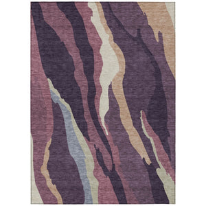 HomeRoots 5' Plum Purple and Ivory Abstract Area Rug - Stylish, Washable, Durable for Indoor and Outdoor Use 8' X 10' 600987