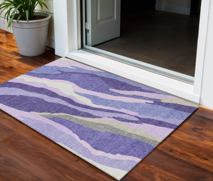 Homeroots 3' Beige Brown And Gray Abstract Washable Area Rug - Perfect For Indoor And Outdoor Spaces 3' X 5' Polyester 600990