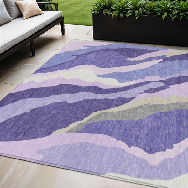 Homeroots 3' Beige Brown And Gray Abstract Washable Area Rug - Perfect For Indoor And Outdoor Spaces 5' X 8' Polyester 600991