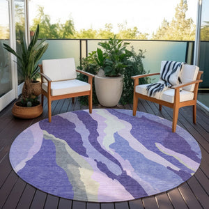 Homeroots 3' Beige Brown And Gray Abstract Washable Area Rug - Perfect For Indoor And Outdoor Spaces 8' Round Polyester 600992