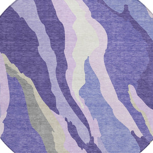 Homeroots 3' Beige Brown And Gray Abstract Washable Area Rug - Perfect For Indoor And Outdoor Spaces 8' Round Polyester 600992