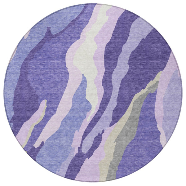 Homeroots 3' Beige Brown And Gray Abstract Washable Area Rug - Perfect For Indoor And Outdoor Spaces 8' Round Polyester 600992