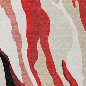 Homeroots 3' Beige Brown And Gray Abstract Washable Area Rug - Perfect For Indoor And Outdoor Spaces 3' X 5' Polyester 600996