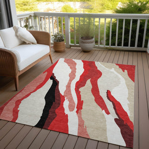 Homeroots 3' Beige Brown And Gray Abstract Washable Area Rug - Perfect For Indoor And Outdoor Spaces 5' X 8' Polyester 600997