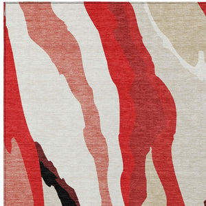 Homeroots 3' Beige Brown And Gray Abstract Washable Area Rug - Perfect For Indoor And Outdoor Spaces 5' X 8' Polyester 600997