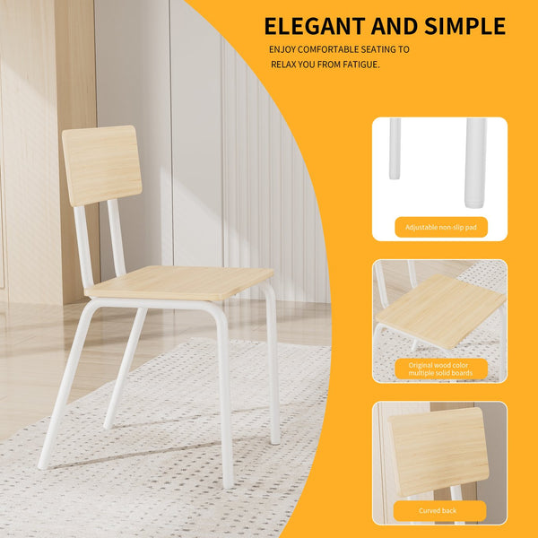 English Elm 5-Piece Modern Dining Set for Small Spaces — 43.3" MDF Top Table with Metal Frame and 4 Chairs, Easy Clean Oak W578133460