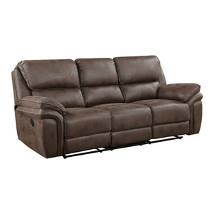English Elm Plush Microfiber 3 Piece Reclining Sofa Set with Console Storage for Family Rooms Brown B011S01290