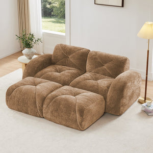 English Elm U-shaped Modular Velvet Sectional Sofa Tufted Cloud Foam Seating with Movable Ottoman W714S01596