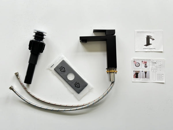 English Elm Single Handle Bathroom Faucet - Modern Matte Black Stainless Steel Lavatory Sink Fixture, Easy Install T3177P388143-GIGA