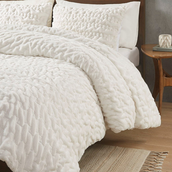 English Elm Full/Queen Blair Ruched Faux Fur Down Alternative Comforter Set – Luxurious Soft Hypoallergenic Bedding, OEKO-TEX Certified, Machine Washable B03597269