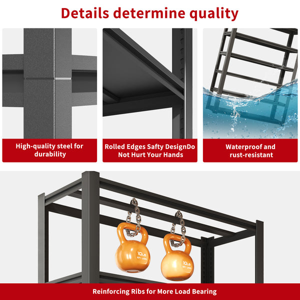 English Elm 82"H 6-Tier Metal Shelves - 2400LB Heavy Duty Adjustable Garage Rack, Easy Tool-Free Assembly, Versatile Storage T2398P252494