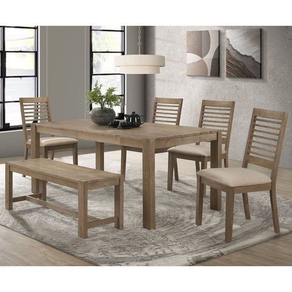 English Elm Umbarger Washed Brown Solid Wood Dining Table – Rustic Rectangular 70.75" Transitional Farmhouse Centerpiece B062P375678