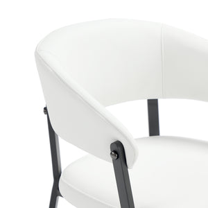 English Elm Belle Metal Upholstered Dining Chair with Foam Seat, Curved Backrest, Stitched Leatherette Comfort White B365P397755