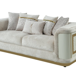 English Elm Bona Glam 3 Piece Living Room Sofa Set Chenille Upholstered with Gold Steel Base B009S02177