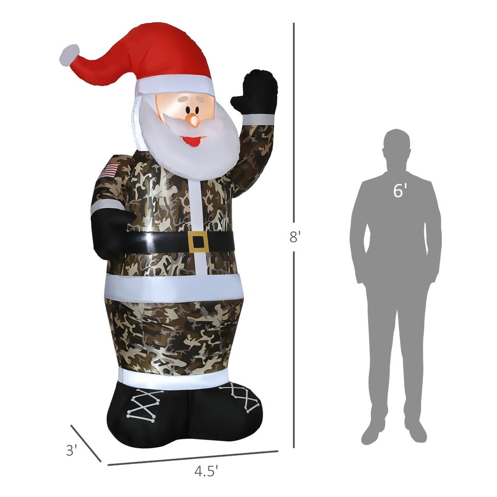 English Elm Christmas Inflatable Camo Santa Eight Foot Led Lit Outdoor Yard Holiday Decor T3971P386338