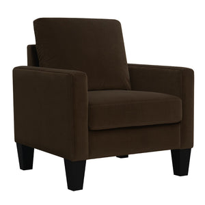 English Elm 1pc Mid-century Modern Accent Chair Microfiber Upholstery Tapered Legs Cozy Seating Brown B011P201578