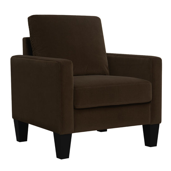 English Elm 1pc Mid-century Modern Accent Chair Microfiber Upholstery Tapered Legs Cozy Seating Brown B011P201578