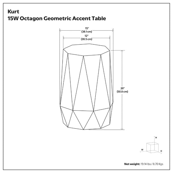 English Elm Kurt Solid Acacia Wood Geometric Side Table Sculptural Octagonal Design for Modern Interiors Black B136P419853
