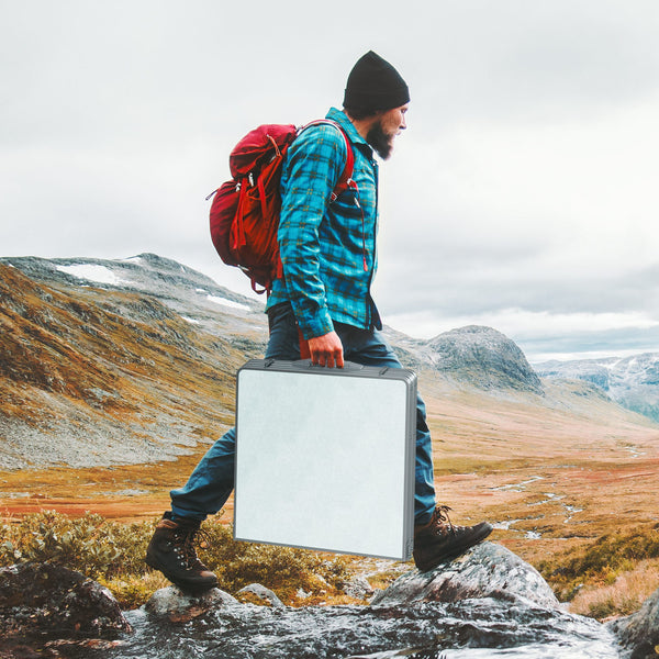 English Elm Outsunny 47" Folding Camping Table – Lightweight Aluminum Alloy, Height Adjustable, Portable Carry Handle Silver W2225P217042