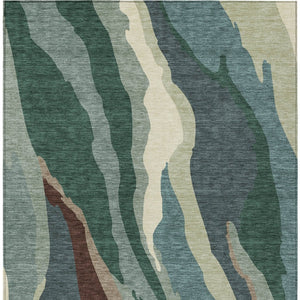 Homeroots 3' Beige Brown And Gray Abstract Washable Area Rug - Perfect For Indoor And Outdoor Spaces 3' X 5' Polyester 601002