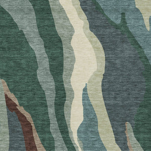 Homeroots 3' Beige Brown And Gray Abstract Washable Area Rug - Perfect For Indoor And Outdoor Spaces 3' X 5' Polyester 601002
