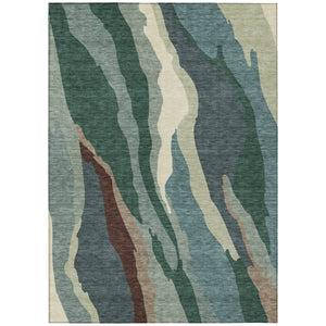 Homeroots 3' Beige Brown And Gray Abstract Washable Area Rug - Perfect For Indoor And Outdoor Spaces 8' X 10' Polyester 601005