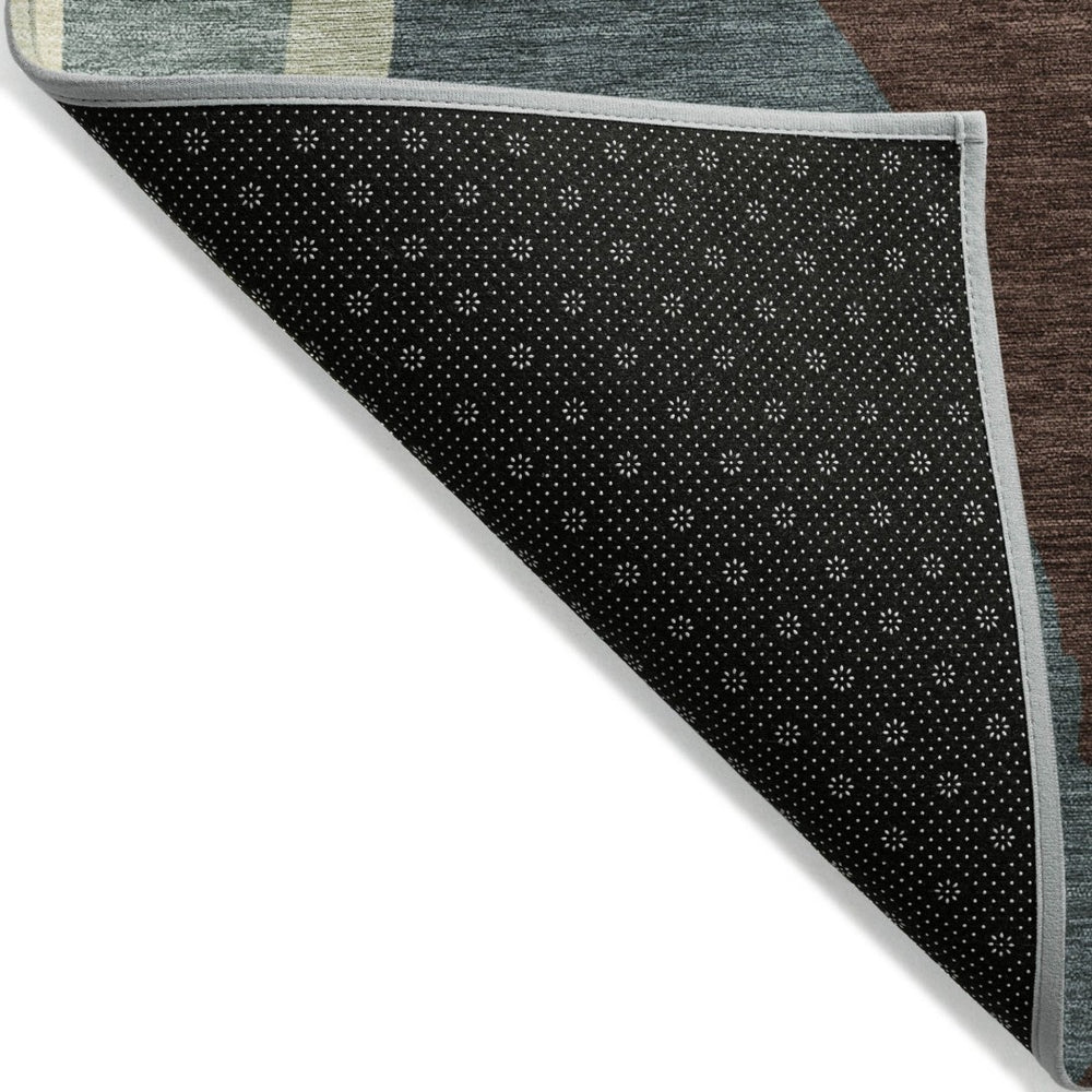 HomeRoots 5' Abstract Sage Brown and Beige Washable Indoor Outdoor Area Rug for Stylish and Durable Living Spaces 8' X 10' 601005