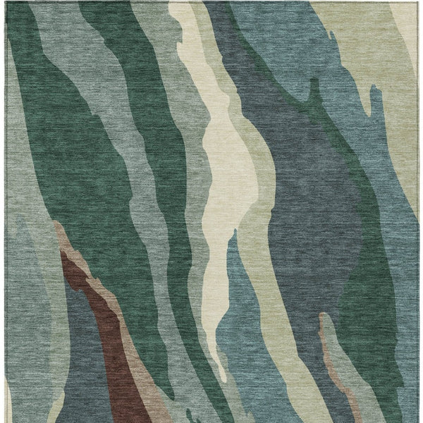 Homeroots 3' Beige Brown And Gray Abstract Washable Area Rug - Perfect For Indoor And Outdoor Spaces 9' X 12' Polyester 601006