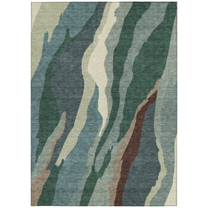 Homeroots 3' Beige Brown And Gray Abstract Washable Area Rug - Perfect For Indoor And Outdoor Spaces 10' X 14' Polyester 601007