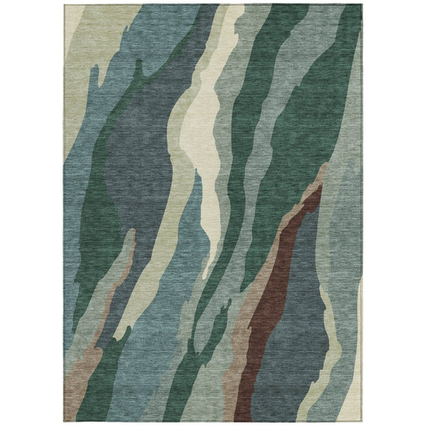Homeroots 3' Beige Brown And Gray Abstract Washable Area Rug - Perfect For Indoor And Outdoor Spaces 10' X 14' Polyester 601007