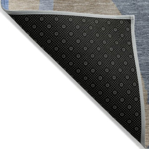 Homeroots 3' Beige Brown And Gray Abstract Washable Area Rug - Perfect For Indoor And Outdoor Spaces 5' X 8' Polyester 601015