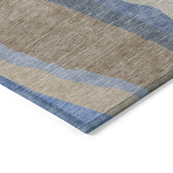 Homeroots 3' Beige Brown And Gray Abstract Washable Area Rug - Perfect For Indoor And Outdoor Spaces 5' X 8' Polyester 601015